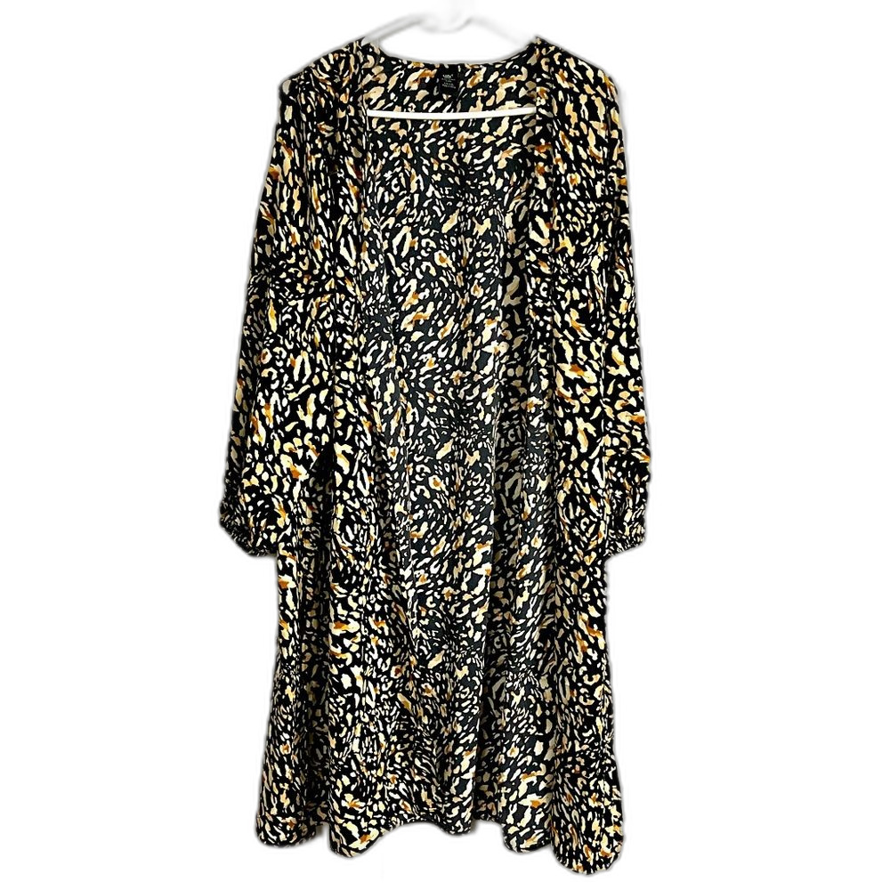 Lildy Cheetah Print Bubble Sleeve Duster Open Front Cardigan Size L/XL
